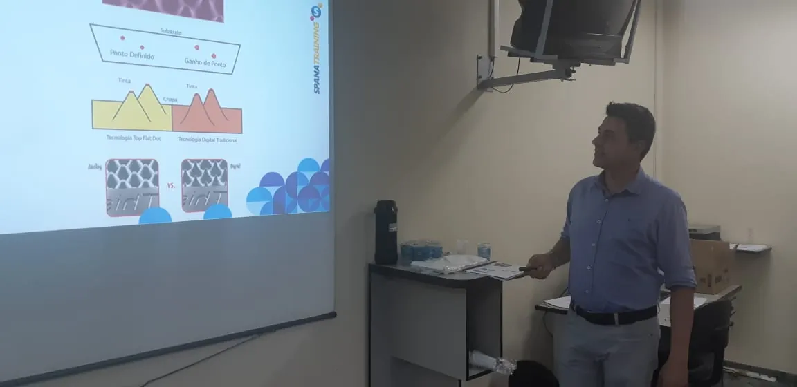 Aula do treinamento técnico da Spana Flexografia
